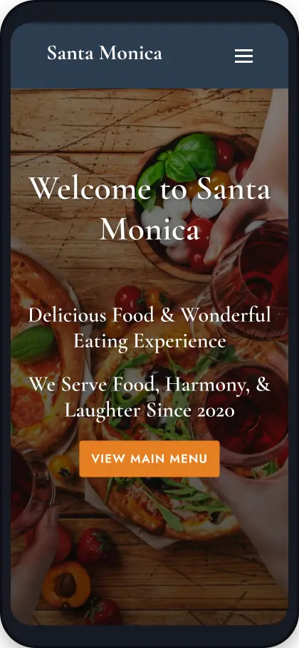 Santa Monica Pizzeria restaurant website design project
